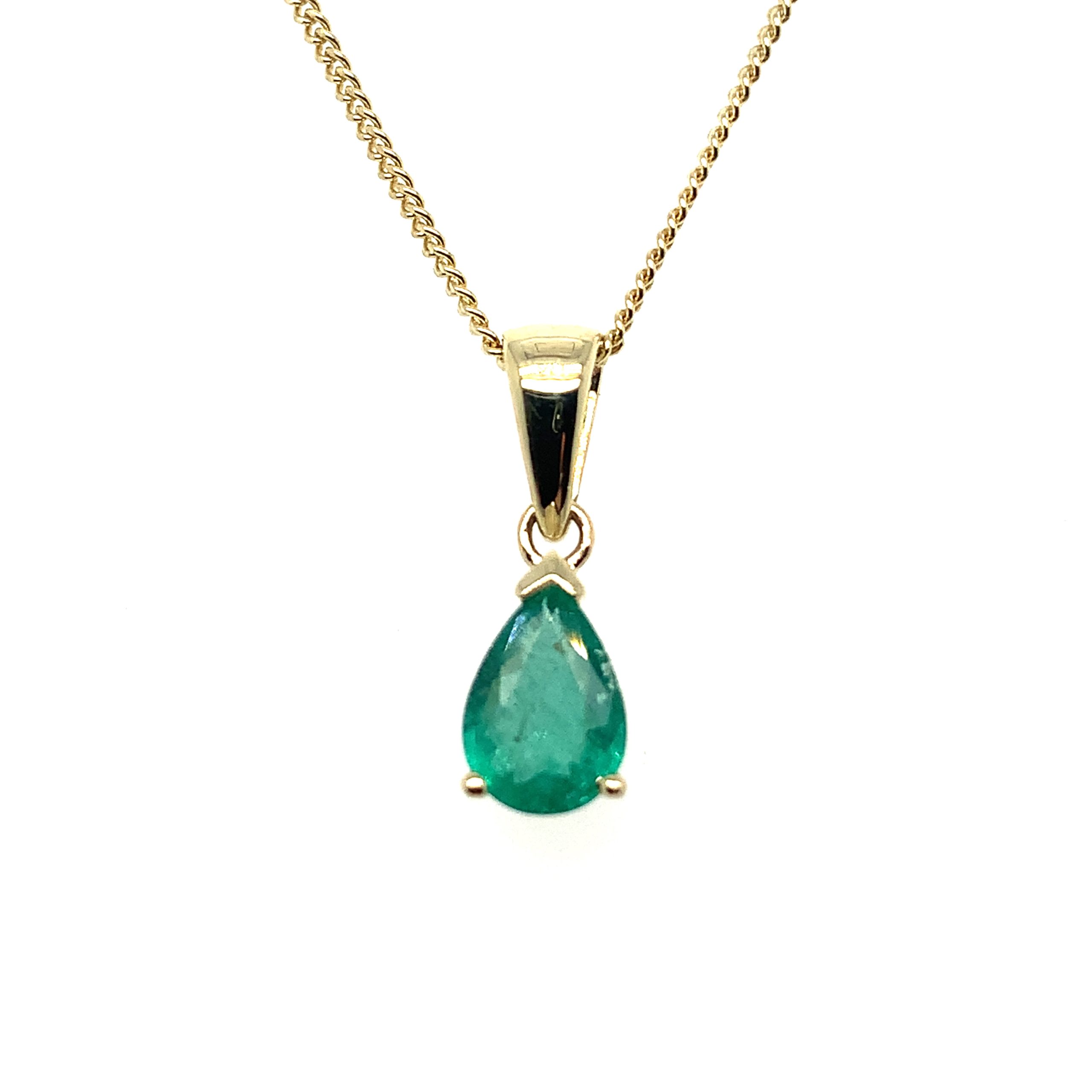 9ct Yellow Gold Pear Emerald pendant – Gabriella Jewellery