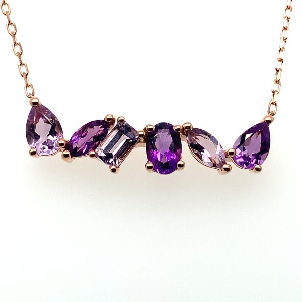 14K Rose Gold Amethyst and Diamond Halo Pendant Necklace | Shop 14k Rose  Gold Lusso Color Necklaces | Gabriel & Co