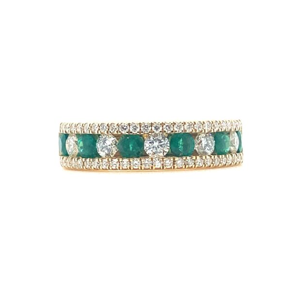 18ct Yellow Gold Diamond and Emerald half eternity ring - Gabriella ...