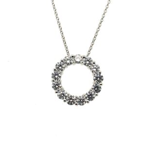 18ct White Gold Diamond Circle Necklace