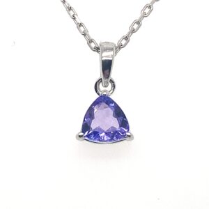 9ct White Gold trillion Tanzanite pendant