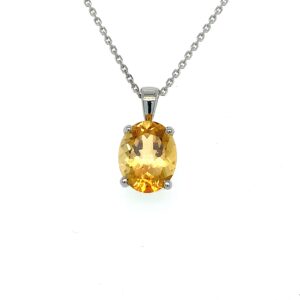 9ct White Gold Oval Citrine pendant