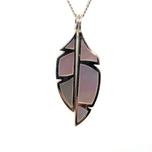 Sterling Silver iridescent two parts leaf pendant