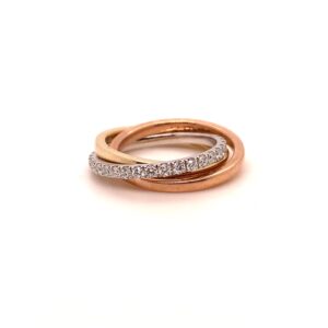 9ct Yellow and Rose Gold Tricolori with full Diamond Eternity Ring