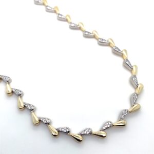 Sterling Silver and Gold plated pattern Necklace with CZ