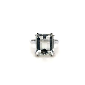 9ct White Gold Pralolite Solitaire Ring