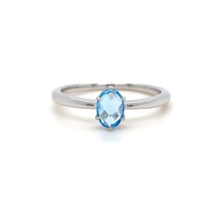 9ct White Gold Blue Topaz Ring
