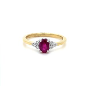18ct Yellow Gold .72 Ruby with .10 Diamond Shoulders Ring