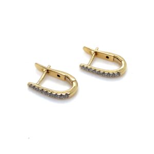 18ct Yellow Gold Diamond curved Hoops