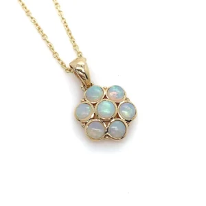 9ct Yellow Gold Bezel set Opal Pendant and Chain