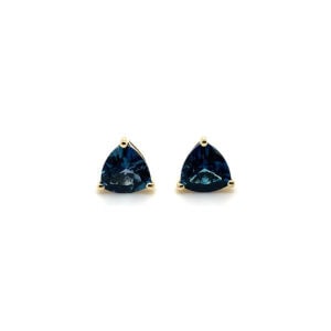 9ct White Gold Trillion London Blue Topaz Stud Earrings