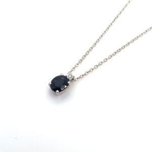 9ct White Gold Sapphire and Diamond Pendant