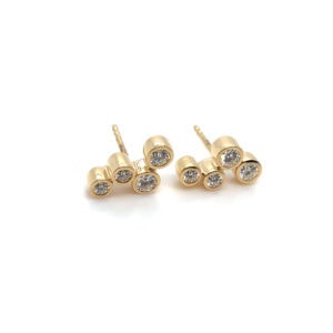 18ct Yellow Gold 8x .80ct Diamond cluster Earrings