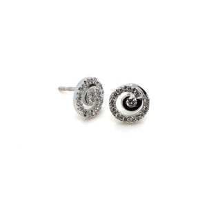 18ct White Gold 26x .32ct Diamond spiral Earrings