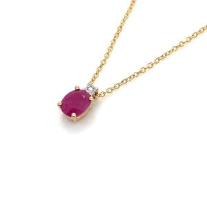 9ct Yellow Gold Ruby and Diamond Pendant